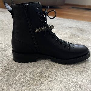 Jimmy Choo Black Combat Boots with Metallic Details